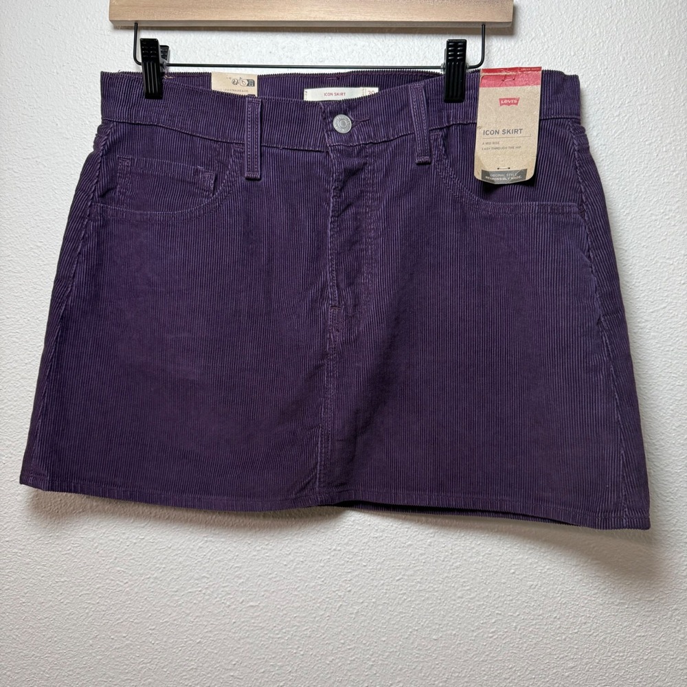 Levis Icon Skirt Purple Corduroy Mid Rise Preppy Fall Mini Skirt Size 30 NWT